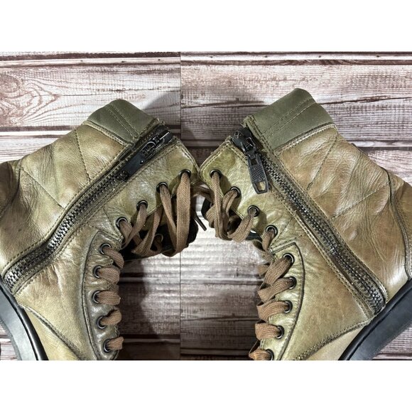 Diesel s boulevar combat style leather zip sneaker boots size 10 US color green - Picture 6 of 9
